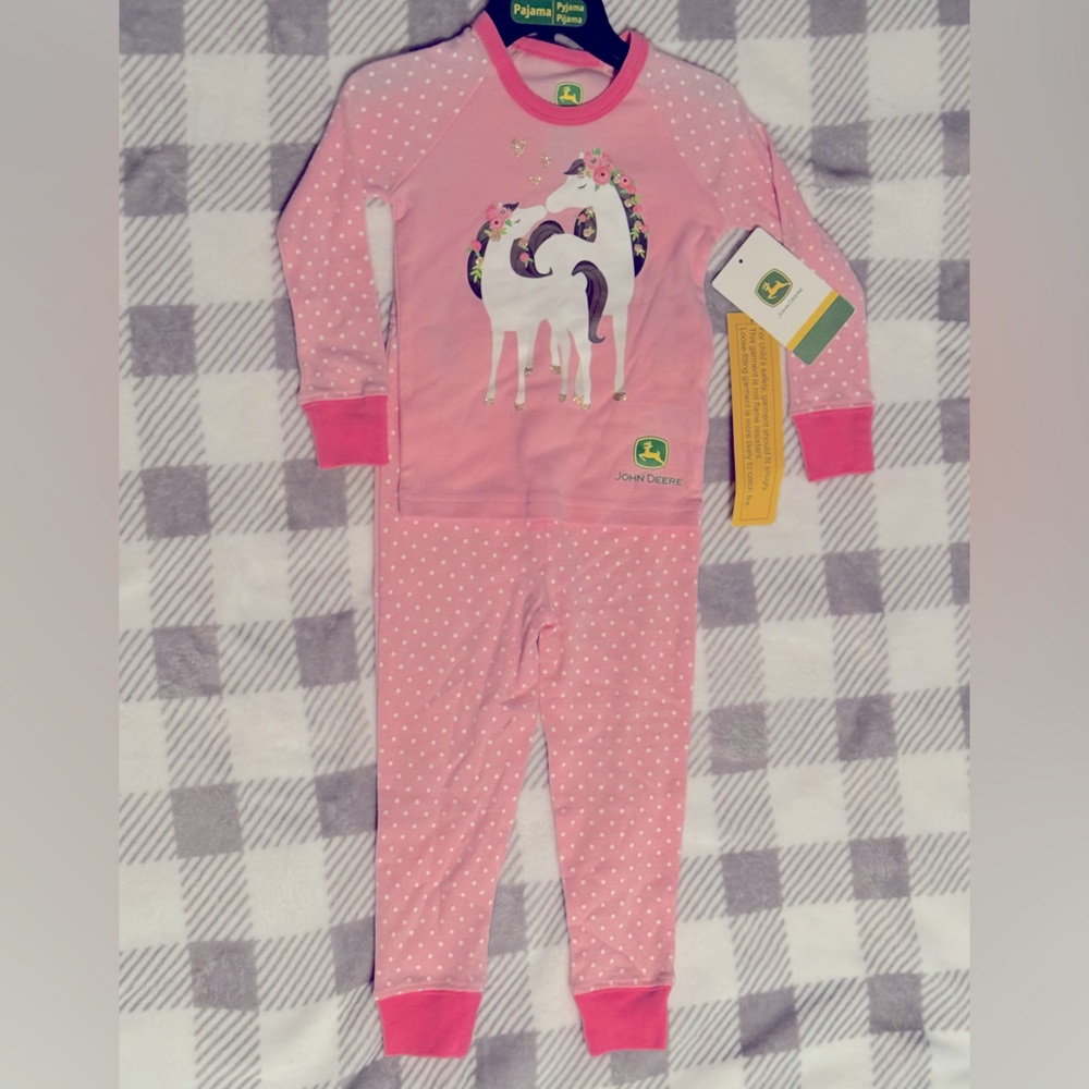 NWT - John Deere 2 pc Pink Horsie Toddler Pajamas 2T